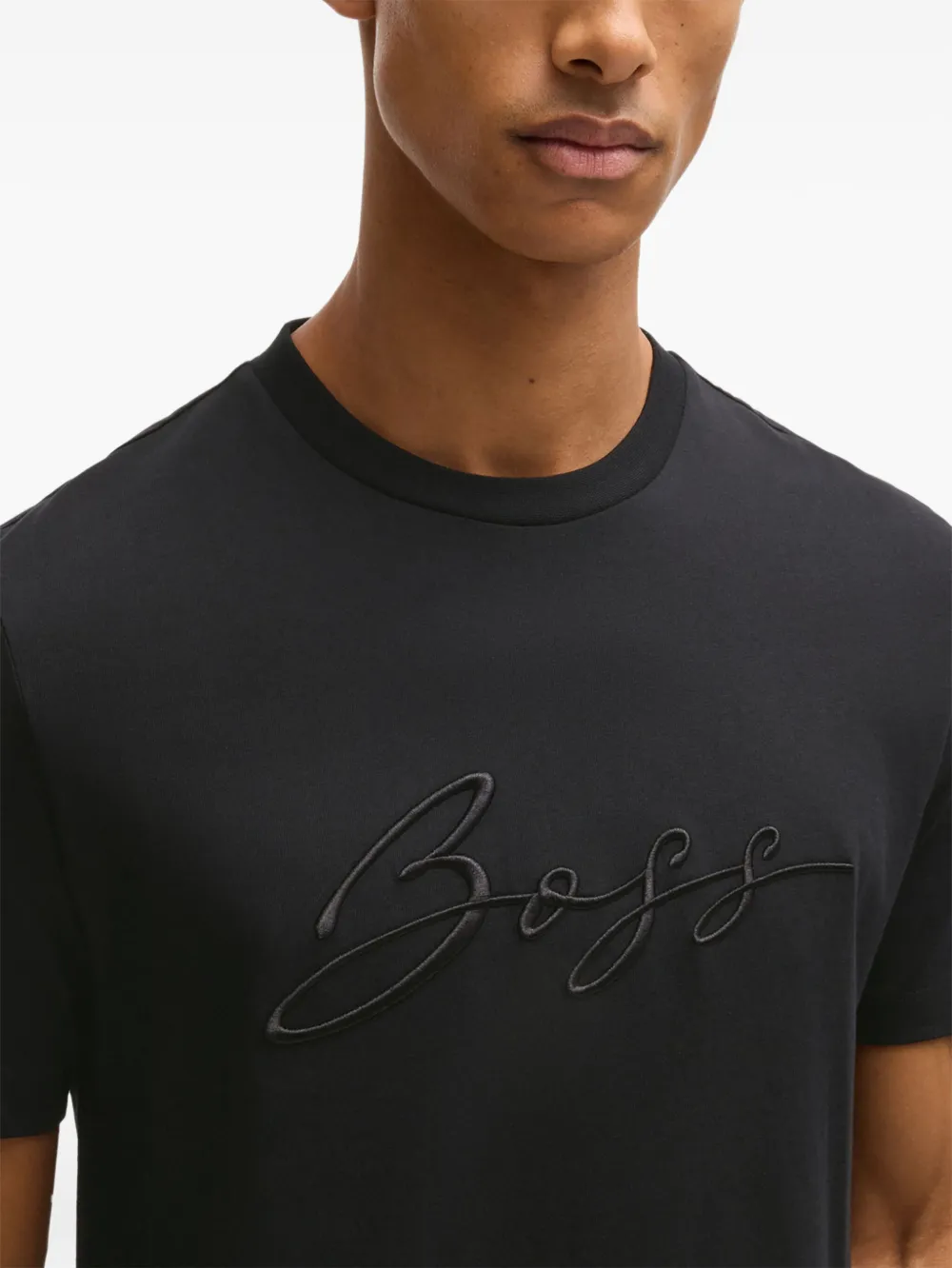 BOSS Katoenen T-shirt Zwart