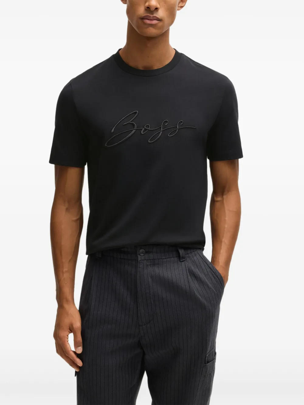 BOSS Katoenen T-shirt Zwart