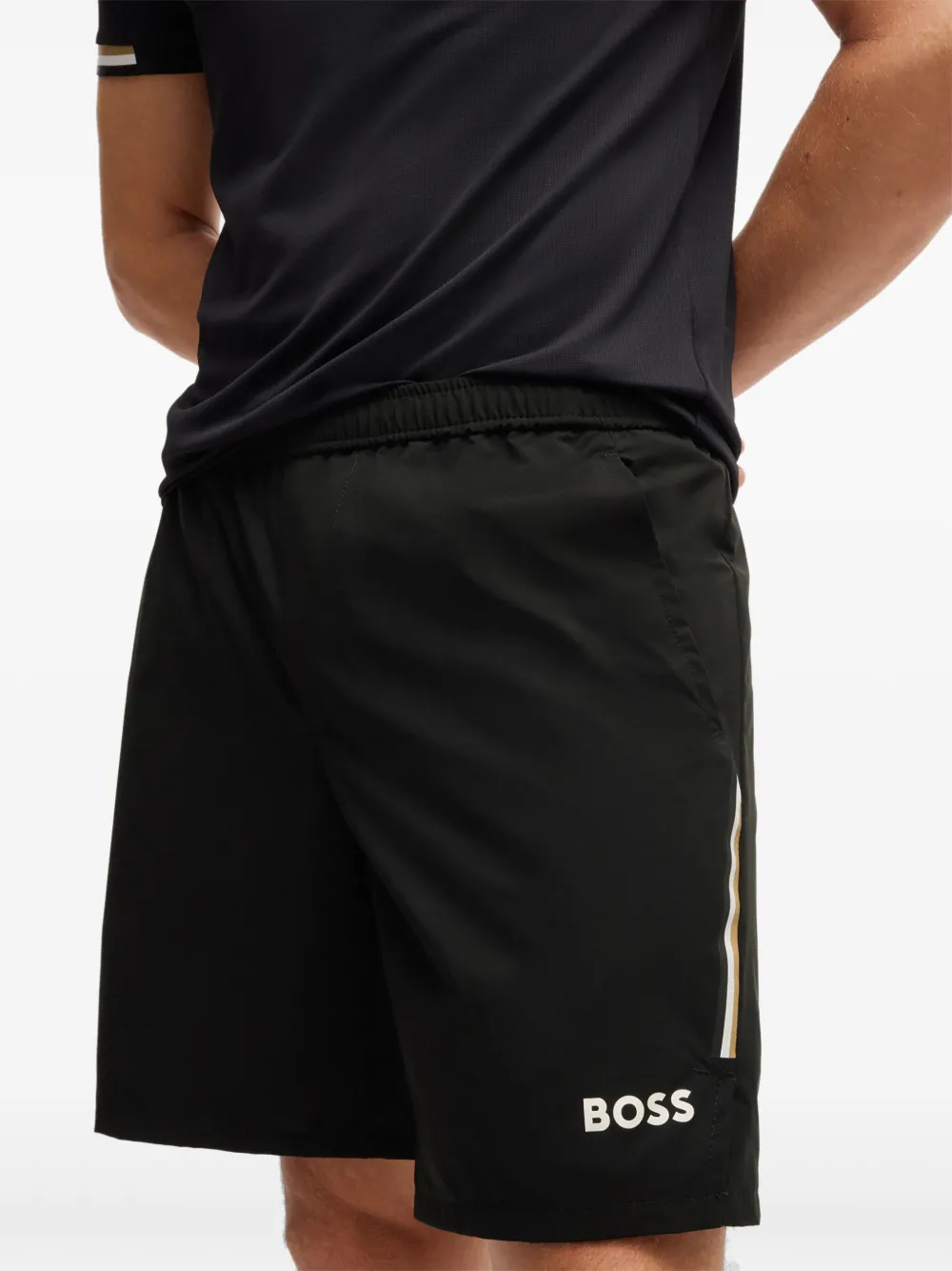BOSS Trainingsshorts met logoprint Zwart