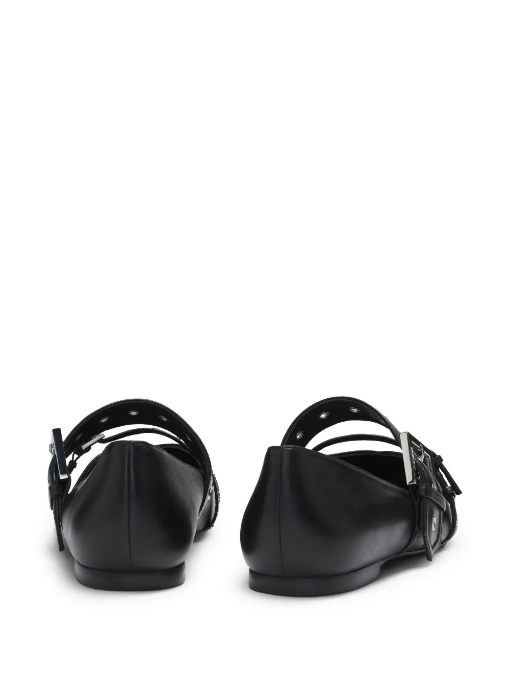 HUGO buckled leather ballet flats Black