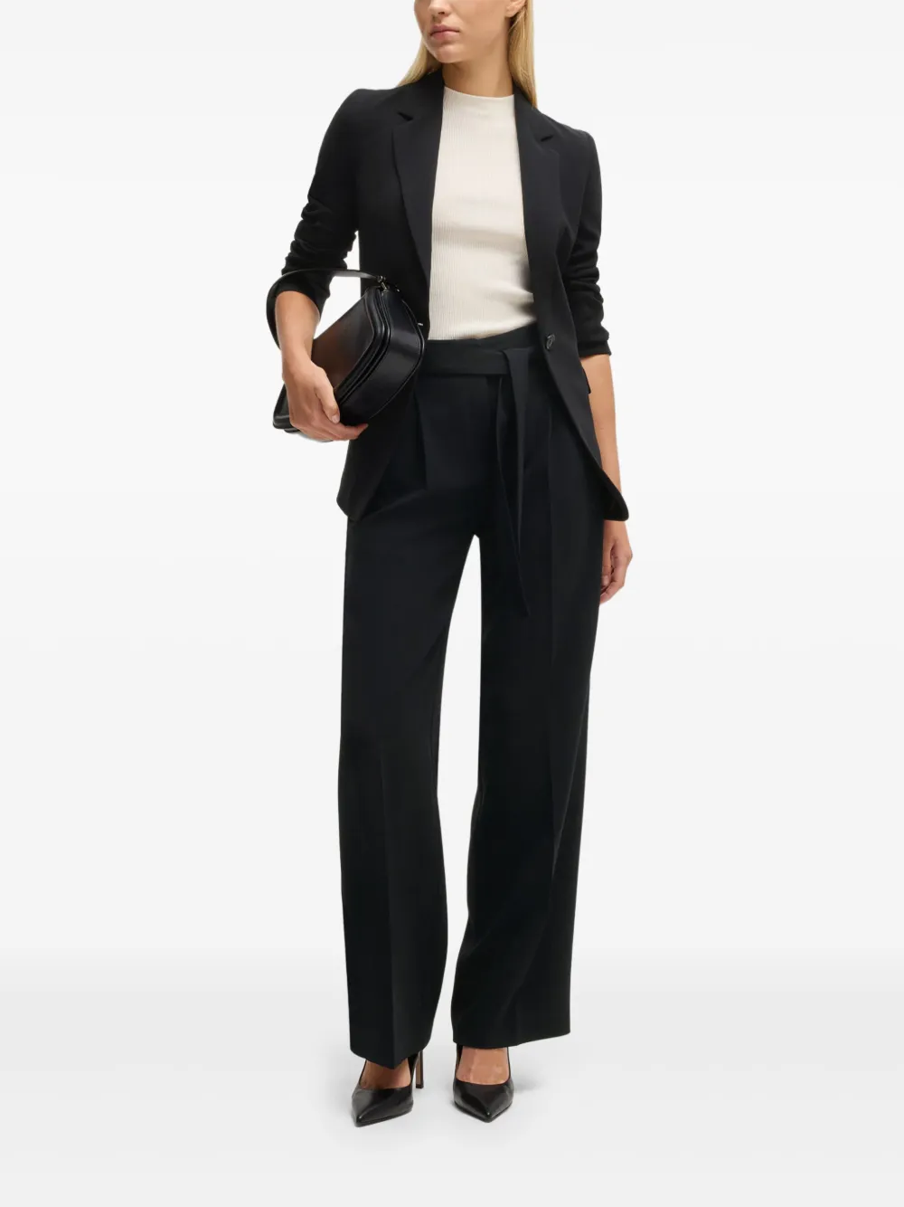 BOSS Geplooide pantalon - Zwart