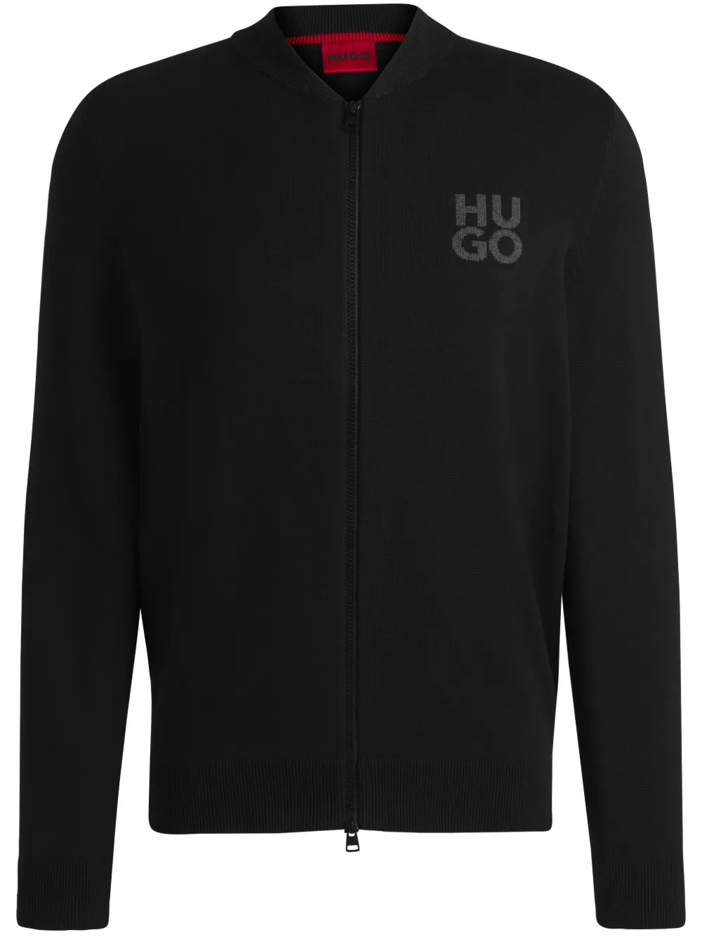 HUGO suéter con logo en intarsia y cierre | negro | Image 1