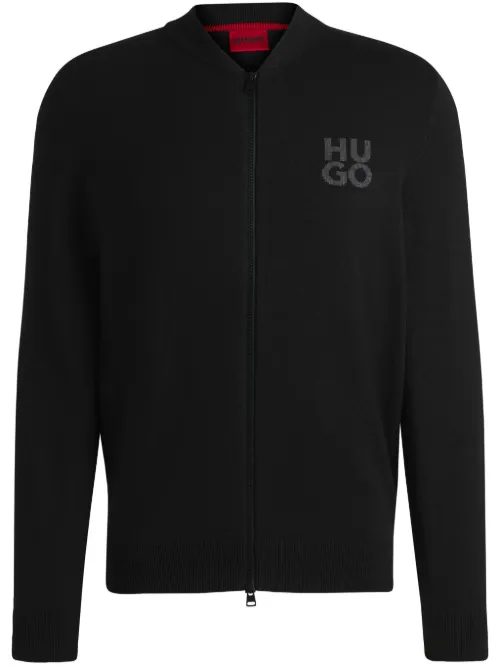 Pull zippé à logo intarsia - HUGO - Modalova