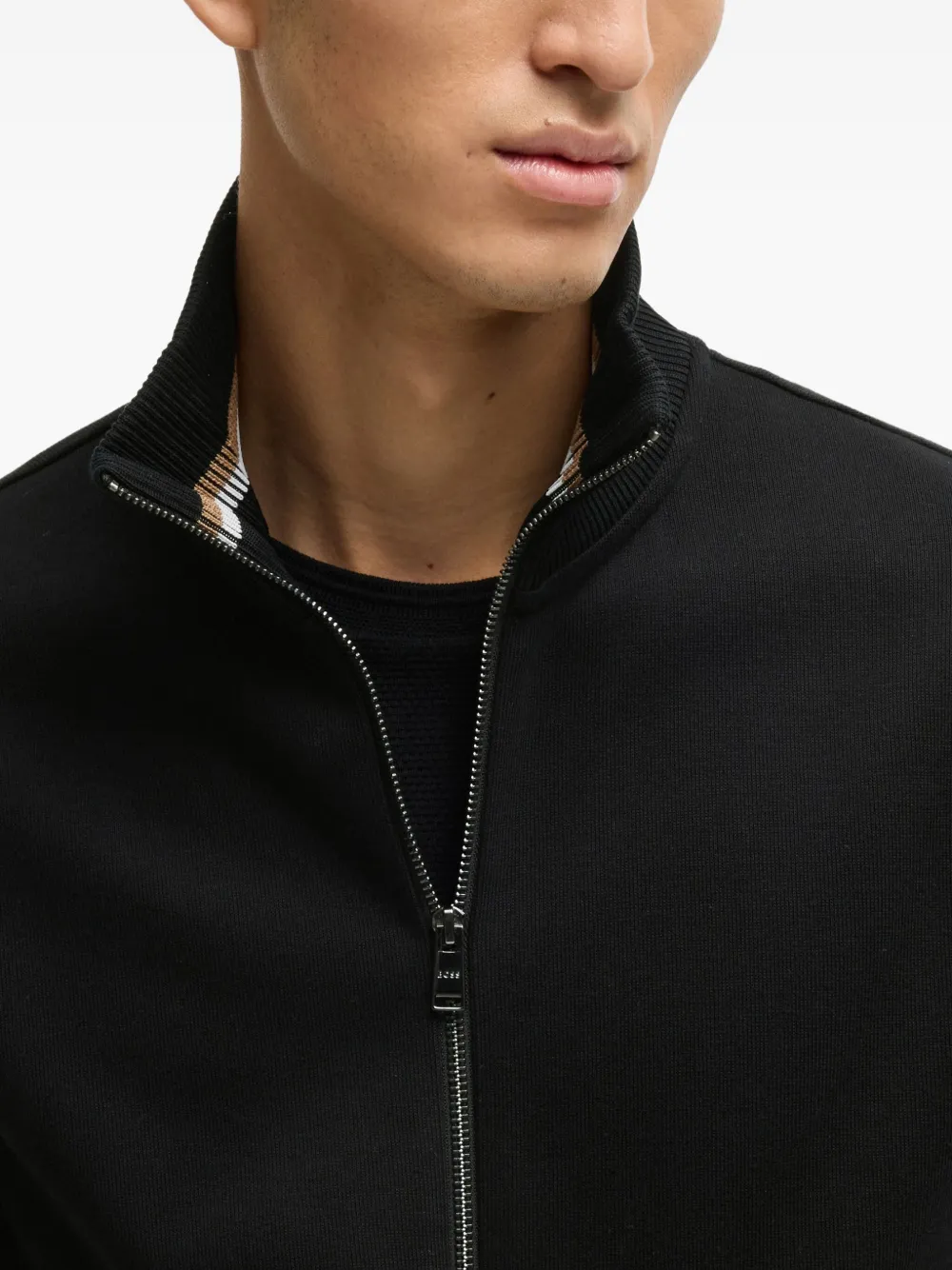 BOSS Sweater met rits Zwart