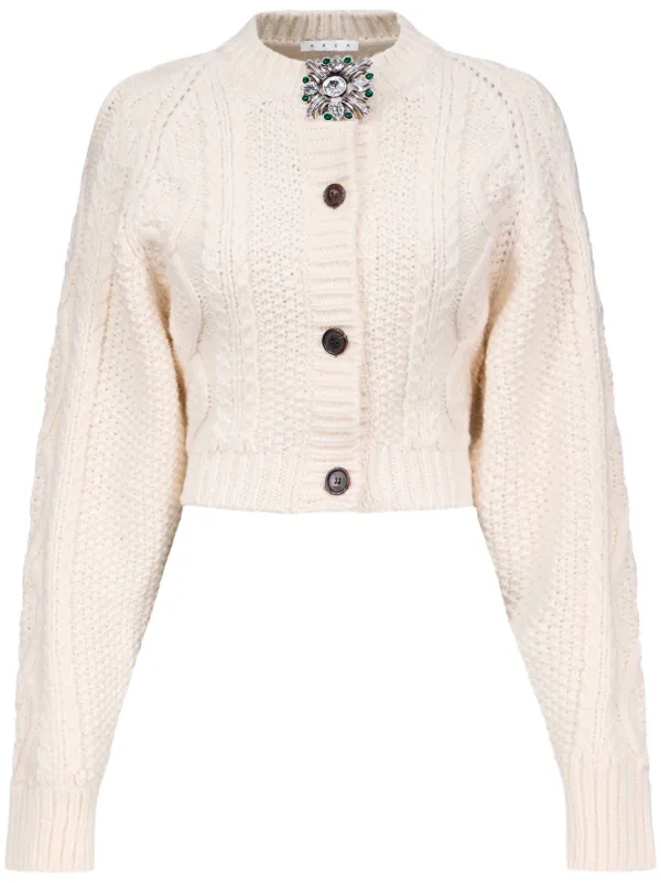 Area Brooch-detail Cardigan in Neutrals