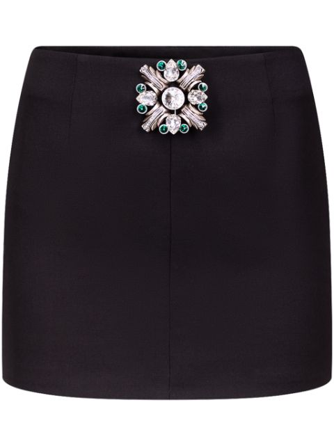 AREA brooch-detail mini skirt