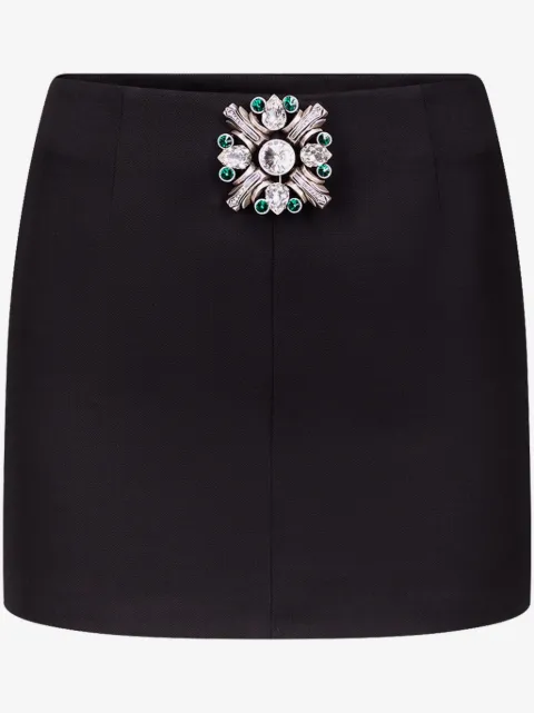 AREA brooch-detail mini skirt