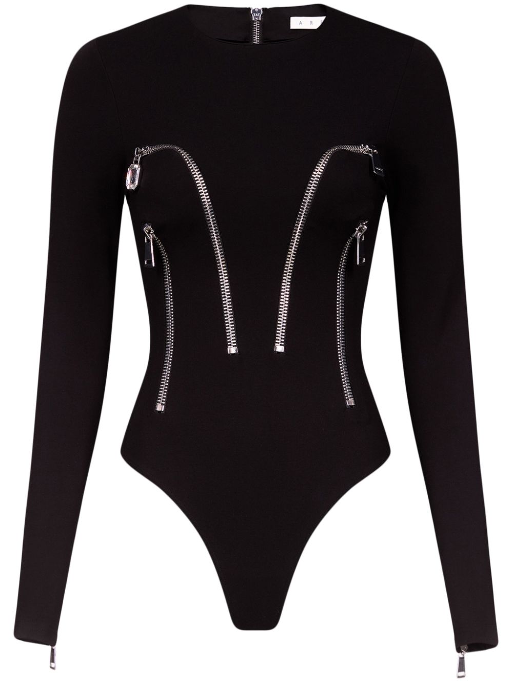 long sleeve zipper-detailed bodysuit