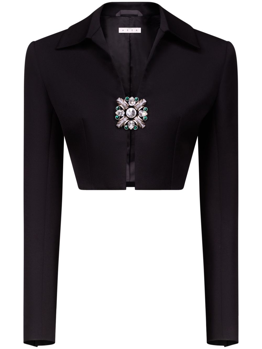 crystal-brooch cropped jacket