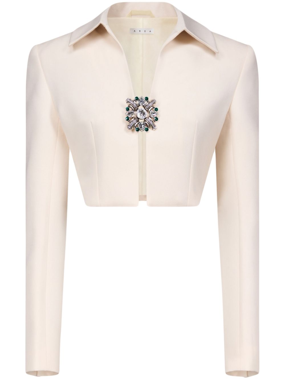 crystal-brooch cropped jacket