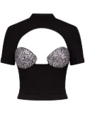 AREA crystal-embellished T-shirt - Black