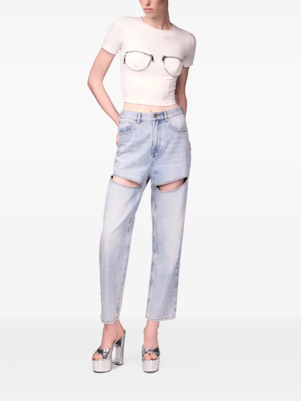 AREA Zipper Bustier Cup T-shirt | White | FARFETCH