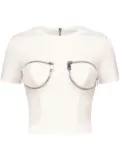 AREA zipper bustier cup T-shirt - White