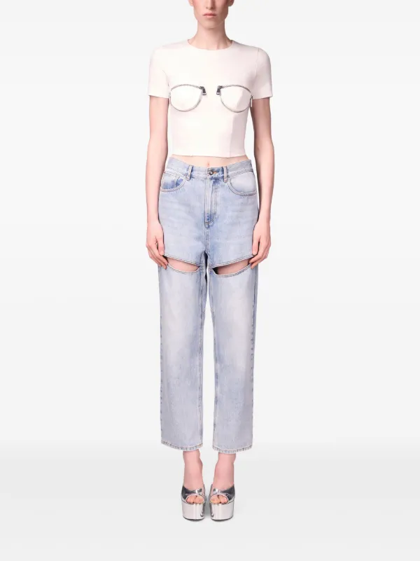 AREA Zipper Bustier Cup T-shirt | White | FARFETCH