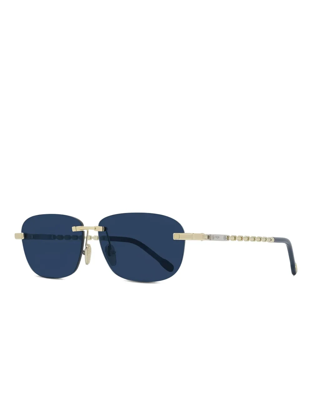 Fred chain-detail rectangle sunglasses - Blauw