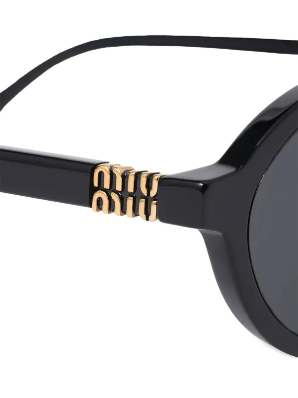 Miu Miu Eyewear Regard round-frame Logo Sunglasses Black