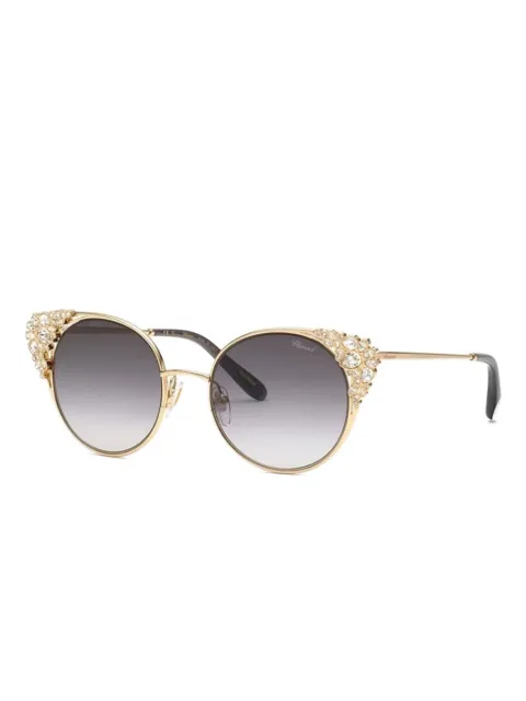 Chopard Eyewear 晶饰圆框太阳眼镜