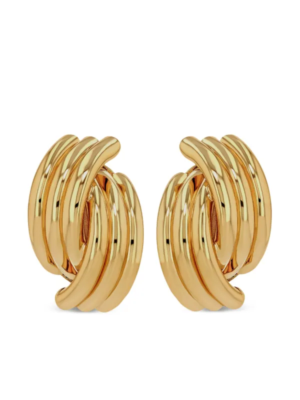 【関税込み】ANINE BING ゴールド Crossover Ribbed ピアス ANINE BING Crossover Ribbed Earrings - Gold
