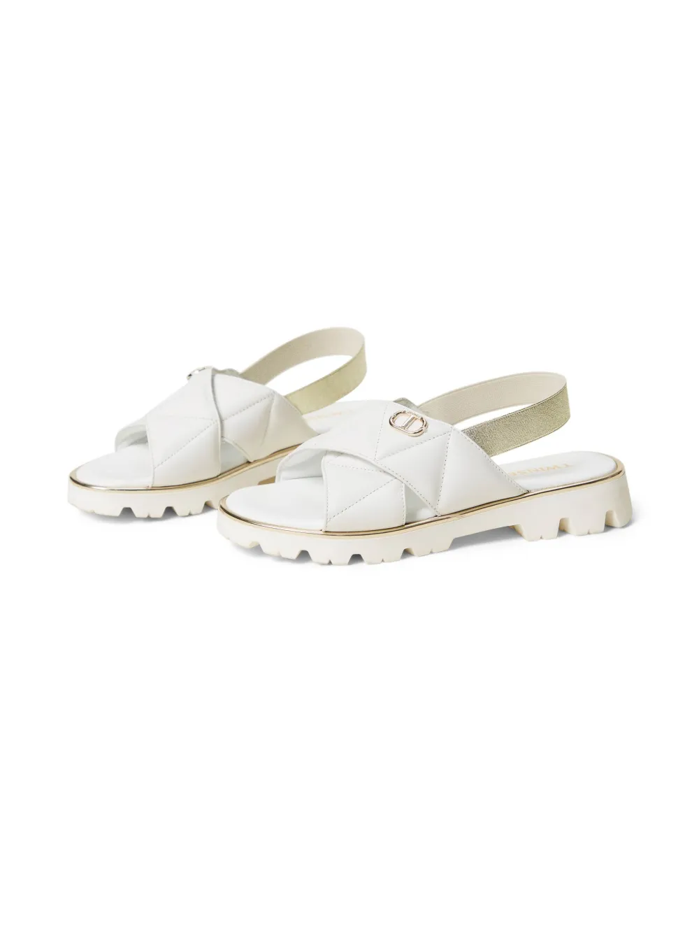 Twinset Leather Sandals In White