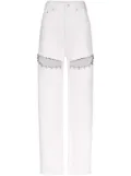 AREA crystal-embellished jeans - White