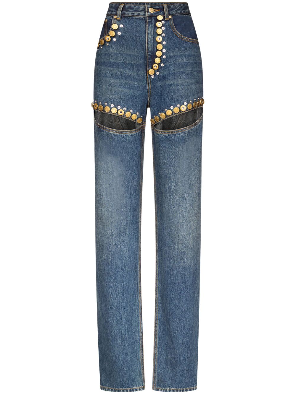 crystal button jeans