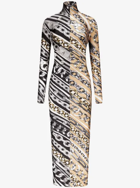 AREA chain link-print dress