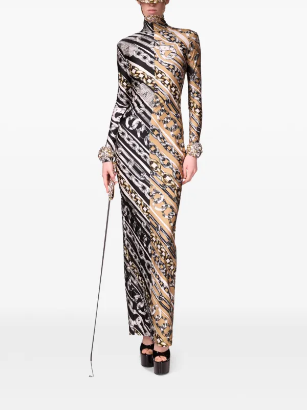 knee length dresses for ladies LONG SHIRT DRESS W. CHAIN PRINT main image 1