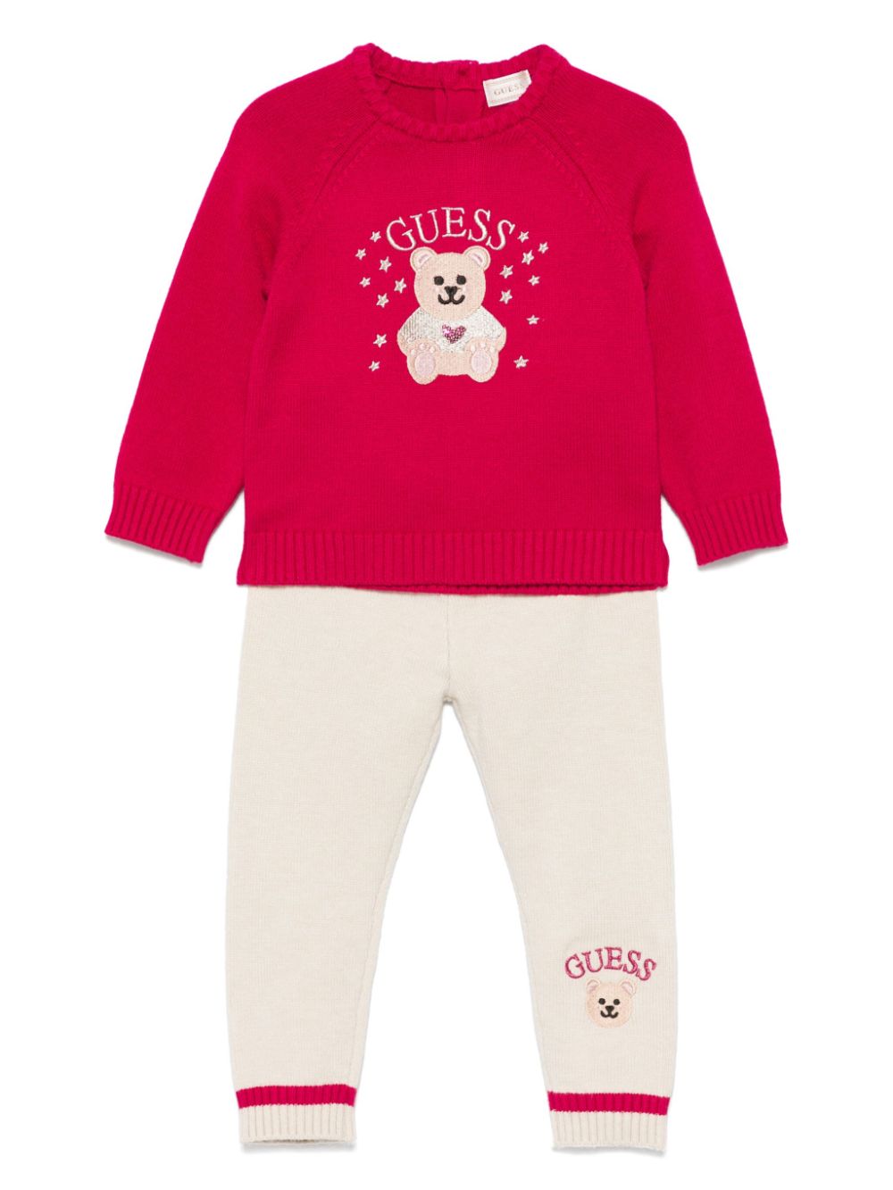 Guess kids Broek met geborduurd logo Roze