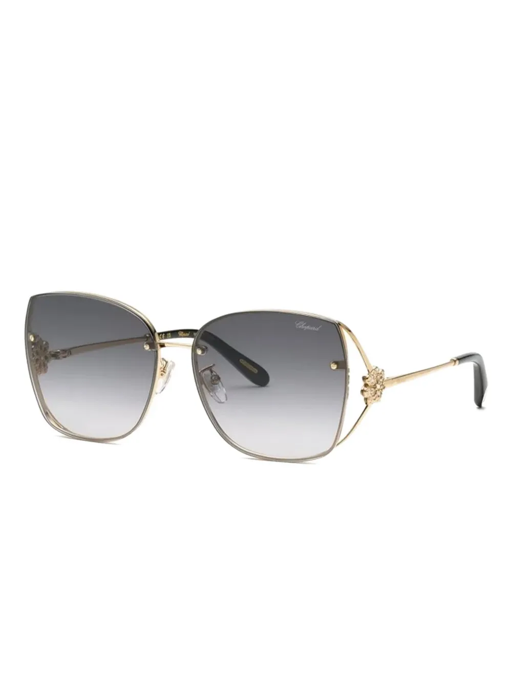 Chopard Eyewear flower-embellished geometric sunglasses - ゴールドトーン Chopard Eyewear flower-embellished geometric sunglasses - ゴールドトーン