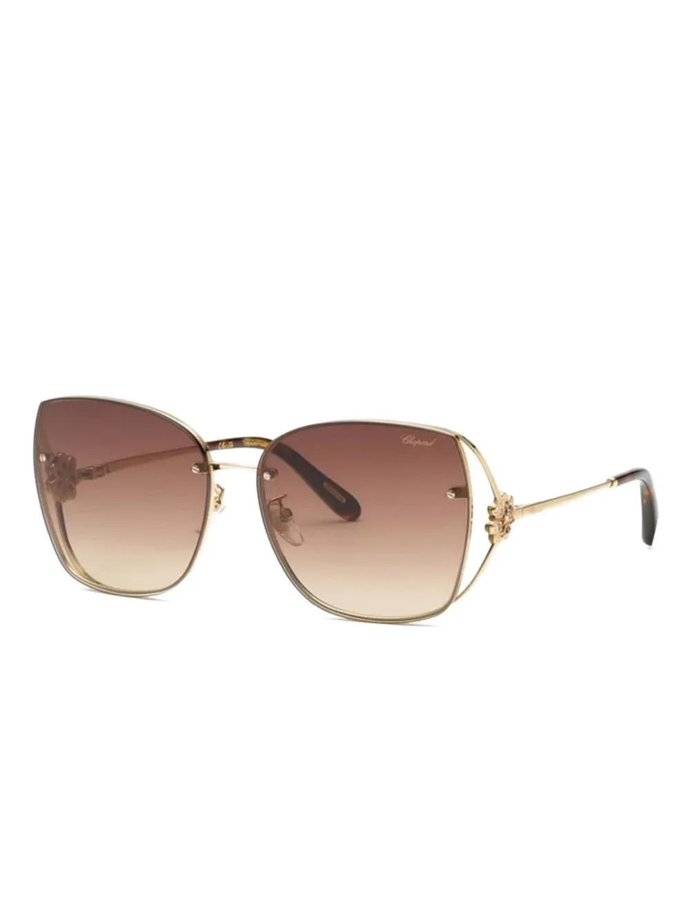 Chopard Eyewear floral-embellished geometric sunglasses - Oro