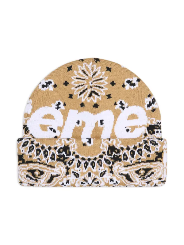 Supreme bandana-print Beanie Hat | Brown | FARFETCH Supreme bandana-print Beanie Hat | Brown | FARFETCH