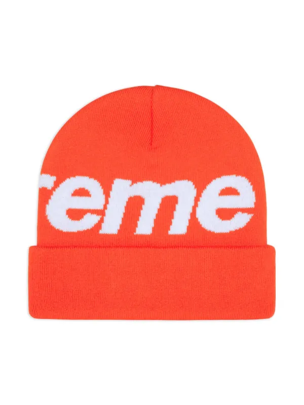 Supreme intarsia-logo Beanie Hat | Orange | FARFETCH