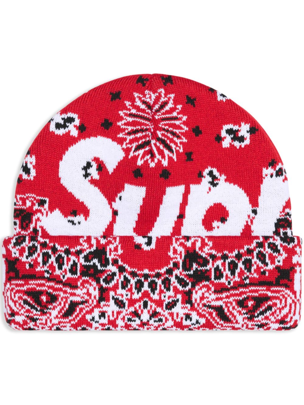 bandana-print beanie hat