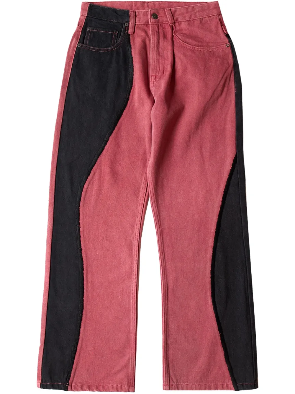 colour-block "Red" jeans