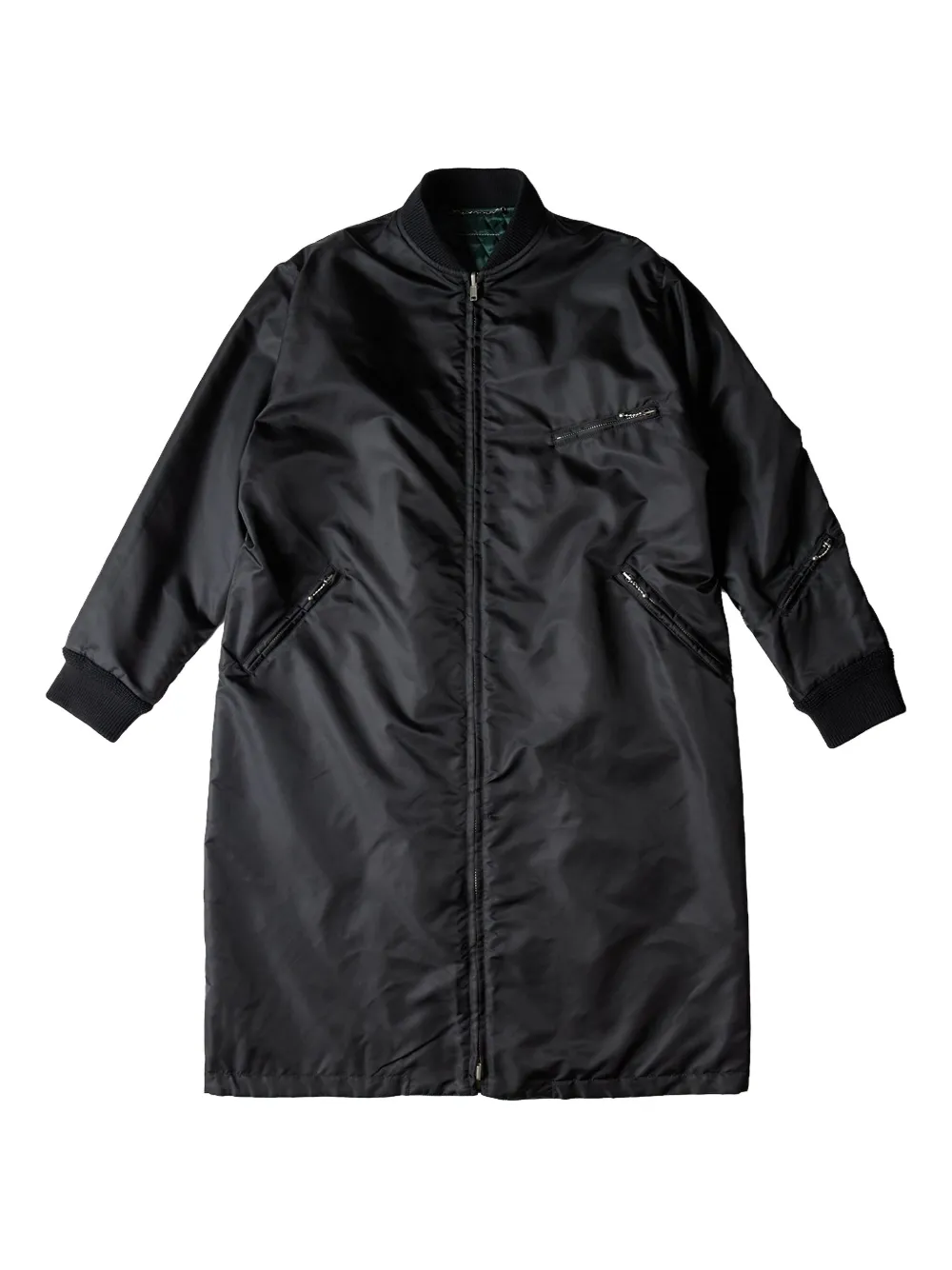MM6 Maison Margiela Bomber lungo con zip - Nero