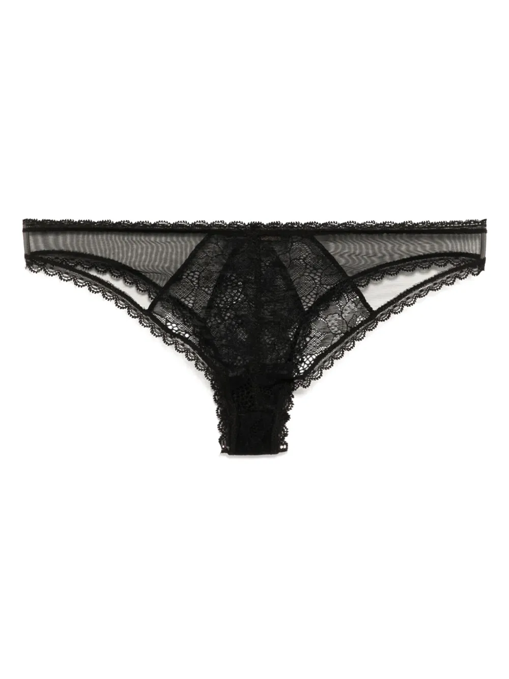 Kiki De Montparnasse Dahlia Lace Thong Black In Black