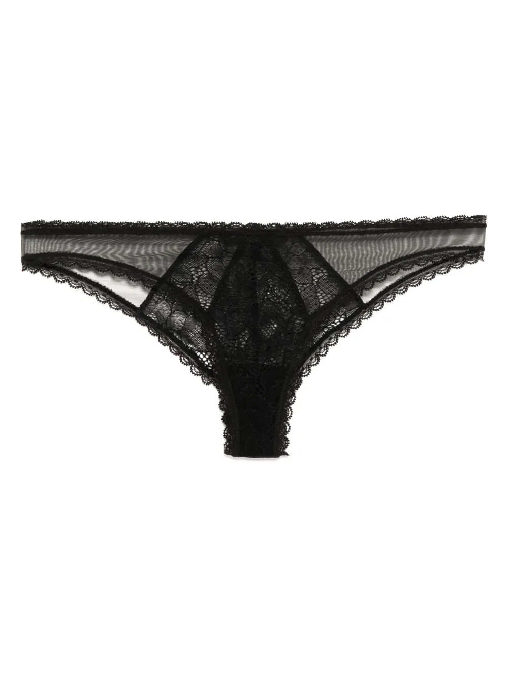 Kiki De Montparnasse Dahlia Lace Thong Black In Black