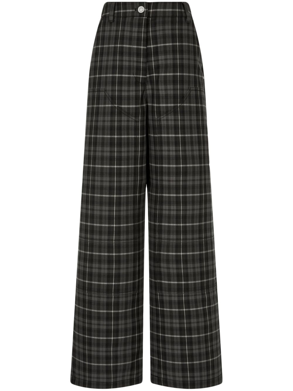 tartan check-pattern wide-leg trouserrs