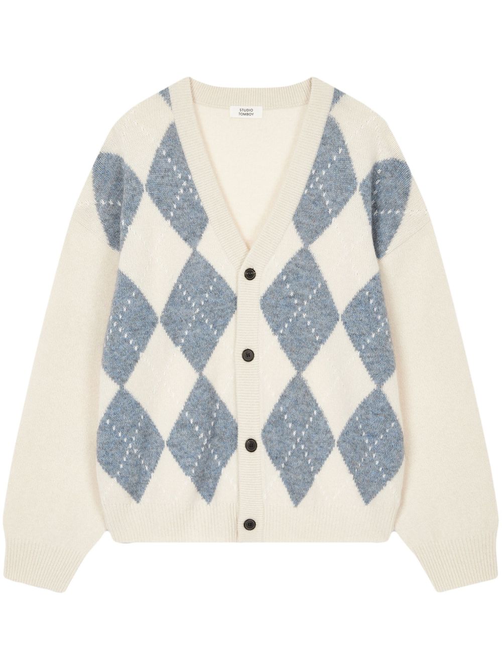 argyle-pattern cardigan