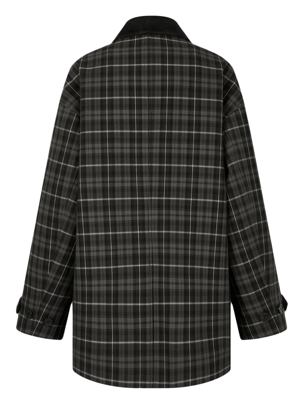 Tartan Check-Pattern Single-Breasted Coat