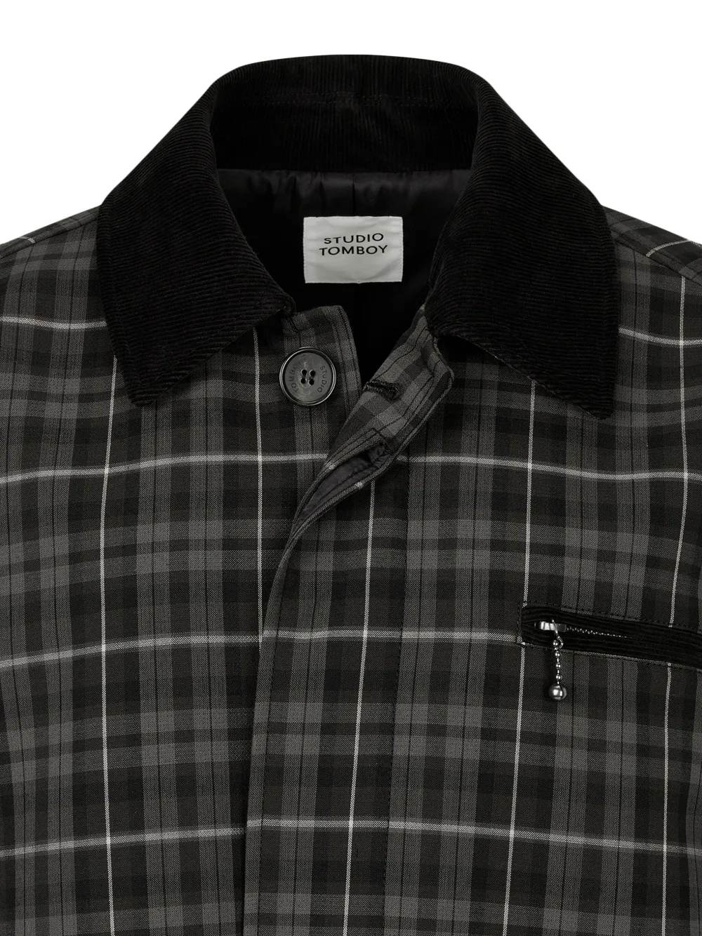 Tartan Check-Pattern Single-Breasted Coat