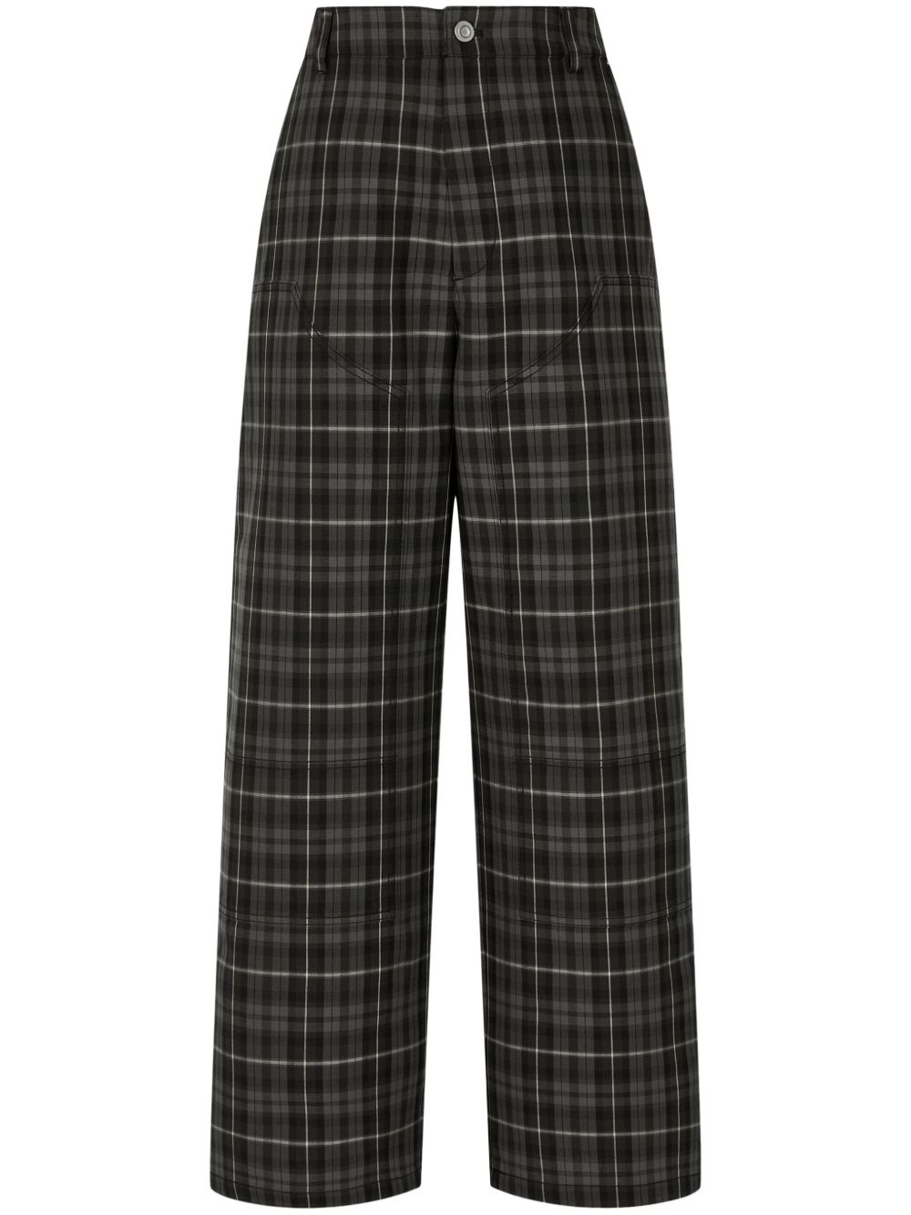 STUDIO TOMBOY tartan-check wide-leg trousers - Black