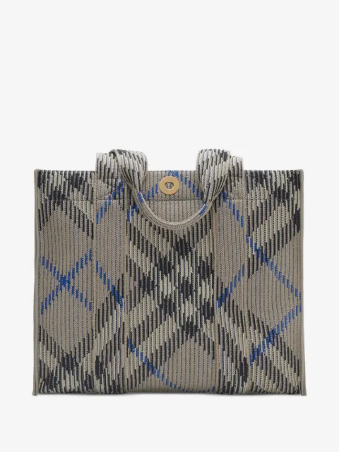 Burberry small Check knitted tote bag