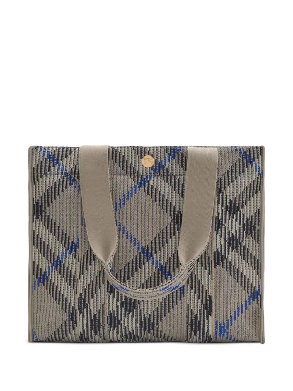 Burberry small Check knitted tote bag - Grijs