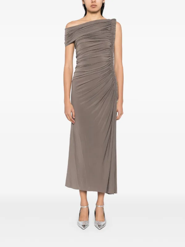 Alaïa Draped Jersey Dress | Brown | FARFETCH
