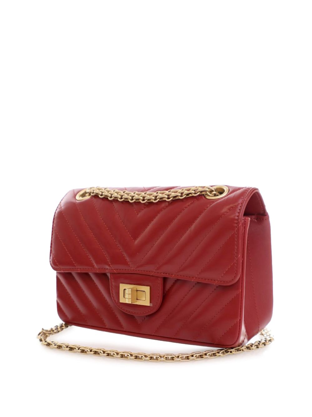 CHANEL Pre-Owned 2021-2023 Reissue 2.55 Single Flap 224 kalfsleren schoudertas met chevron streep - Rood