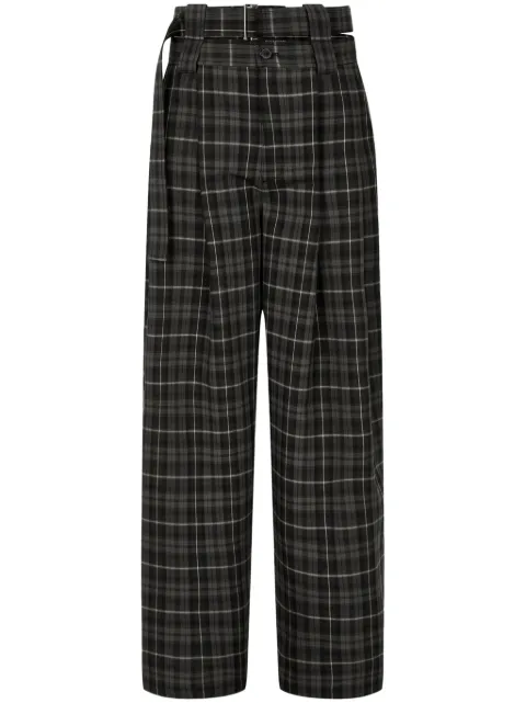 STUDIO TOMBOY pantalones con motivo de cuadros tartán