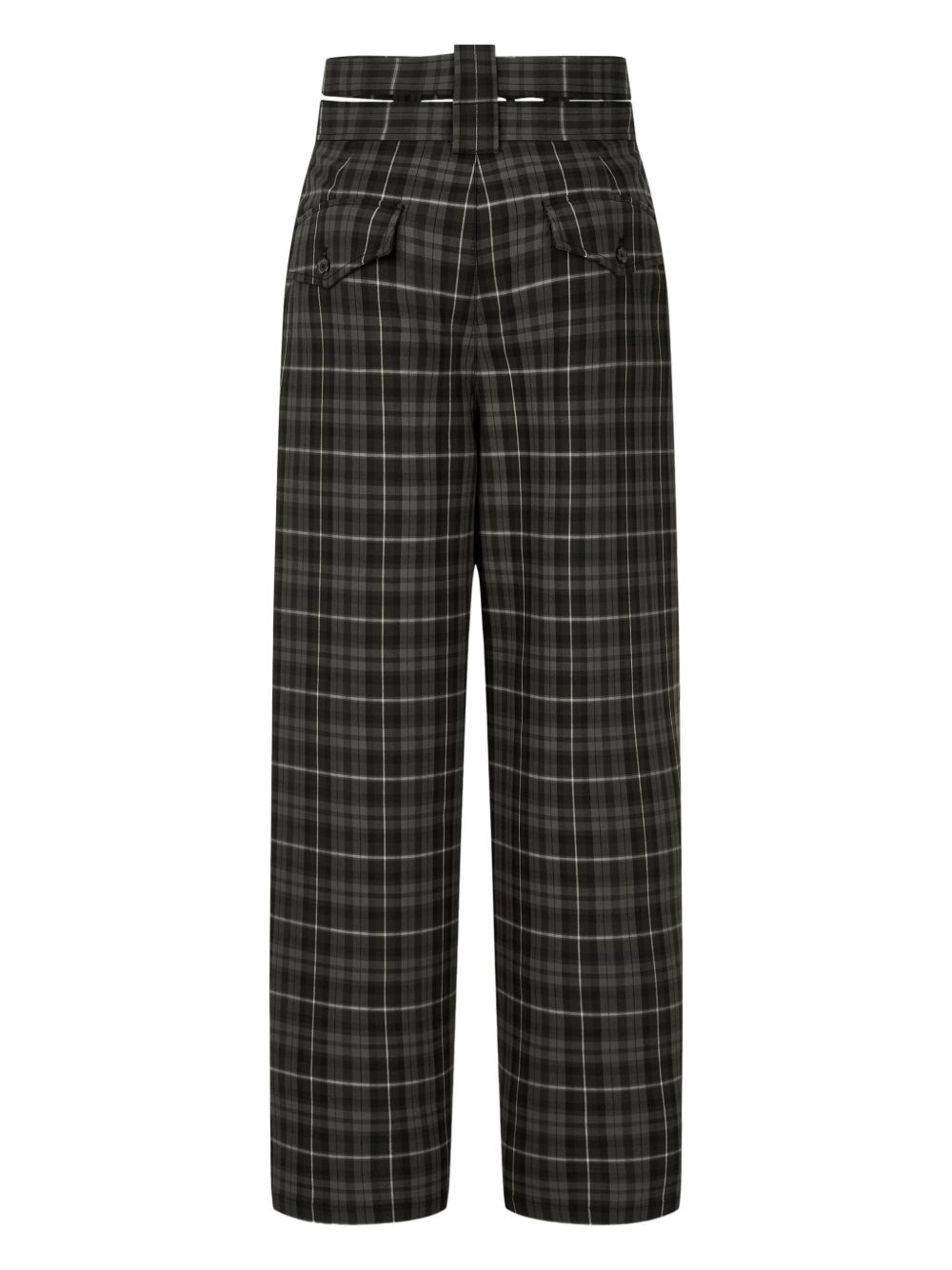 STUDIO TOMBOY Broek met tartan ruit en ceintuur - Zwart