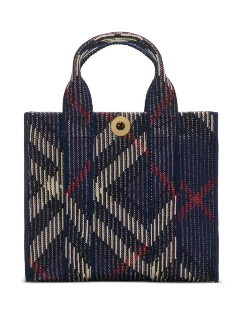 Burberry tote tejida mini con motivo de cuadros