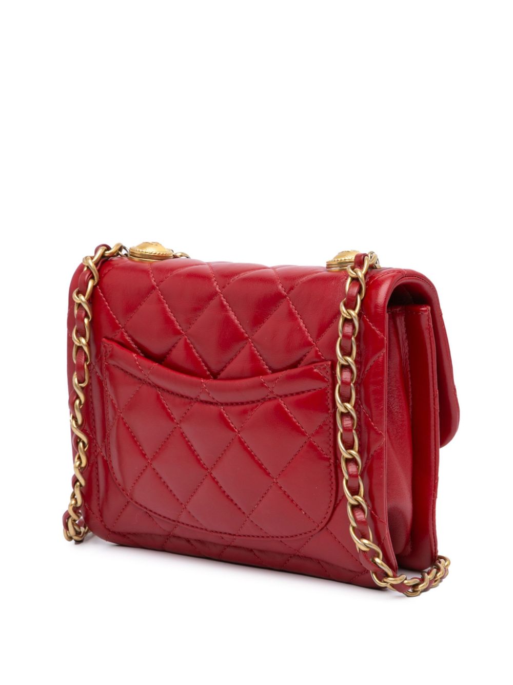 CHANEL Pre-Owned 2020 Mini Square Flap gewatteerde lamsleren boekentas - Rood